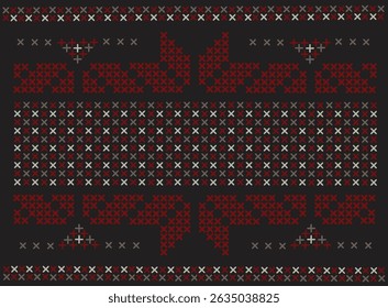 Palestinian Jordanian cross stitch pattern on black background
