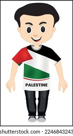 Palestinian Kids Vector Design and Palestinian Kids with Flag