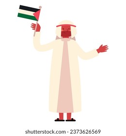palestinian man waving flag character
