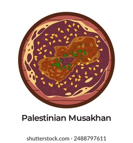 Palestinian musakhan made from chicken onion and sumac eating with taboon bread food