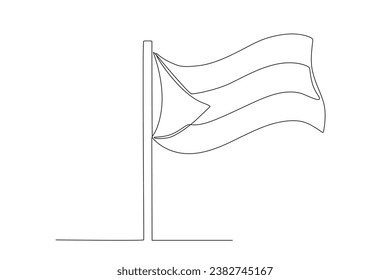 A Palestinian national flag. Palestine one-line drawing