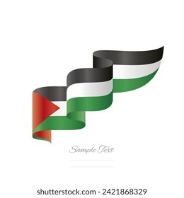 Palestinian red black white green wavy flag ribbon creative design logo. Premium flag of Palestine vector design isolated on white background