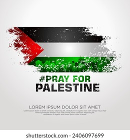 Palestinian sympathy campaign greeting card with grunge and splash effect on flag as a symbol of sympathy and silhouette city. vector illustration