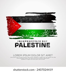 Palestinian sympathy campaign greeting card with grunge and splash effect on flag as a symbol of sympathy and silhouette city. vector illustration