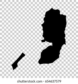 Palestinian Territories map isolated on transparent background. Black map for your design. Vector illustration, easy to edit.