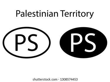 Palestinian Territory country code icon.  Iso code country domain name.   PS - Palestinian Territory abbreviated. vector
