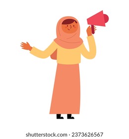 palestinian woman with megaphone character