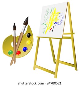 palette brush easel