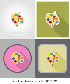 palette and brush flat icons vector illustration isolated on background