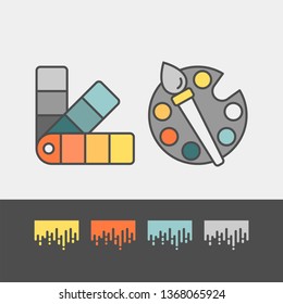 Palette With Brush Flat Vector Icon. Tone Flat Vector Icon. Color Swatch Flat Vector Icon