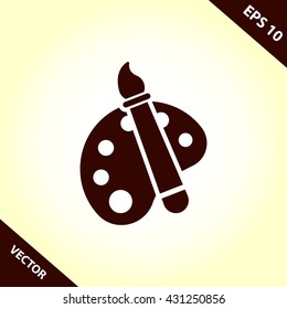 palette and brush icon. palette and brush vector illustration
