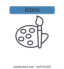Paleta con iconos de pincel símbolos vectores para web infográfica