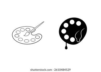 Palette And Brush Minimalist Art Icon Set For Creative Design Projects