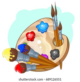 Palette, brush, paint, vector