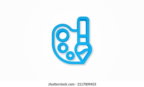 palette and brush realistic icon. 3d vector illustration. Isolated line color pictogram. Transparent shadows