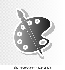 Palette and brush sign. Vector. Blackish icon on transparent background with transition.