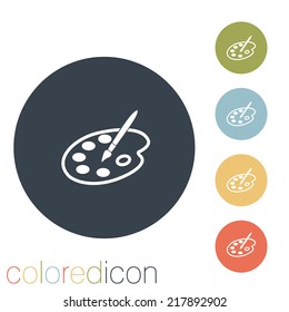 Palette with brush. Symbol of art. Icon painting