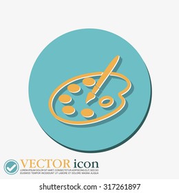 Palette with brush. Symbol of art. Icon painting