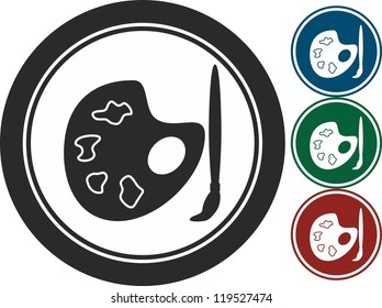 Palette and brush, vector, icon