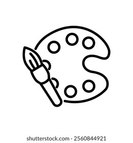 palette and brush vector icon, line style icon
