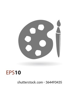 Palette and brush vector icon for web and mobile