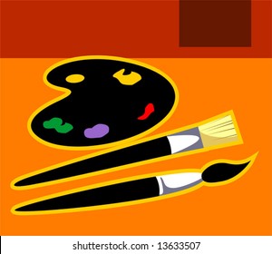 palette and brushes	