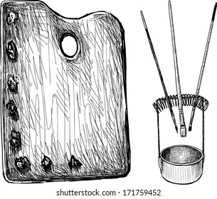palette and brushes