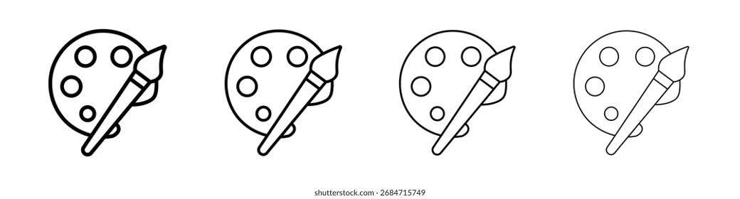 palette color icon Flat thin line vector illustration art outline set