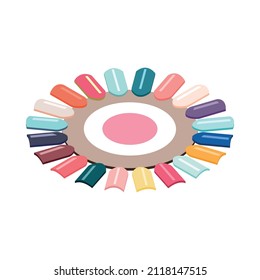 Palette with colorful nail polish swatches isometric icon 3d vector illustration