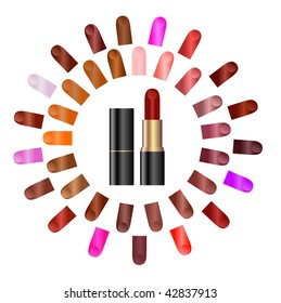 Palette of colours of lipstick - vector