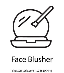 A palette containing colored powder with the blush  brush depicting face blusher 