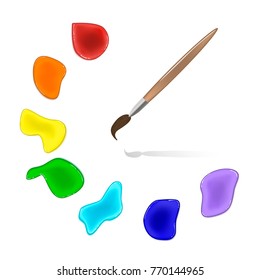 Palette, drop paint brush. Vector