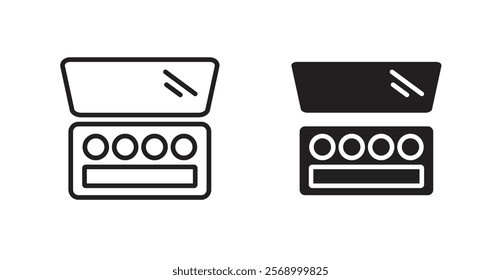 Palette with eyelash shadows icon set vector graphics designs