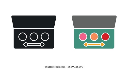 Palette with eyelash shadows icons in black and colored version