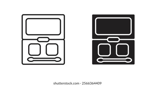 Palette with eyelash shadows icons in line stroke and flat versions