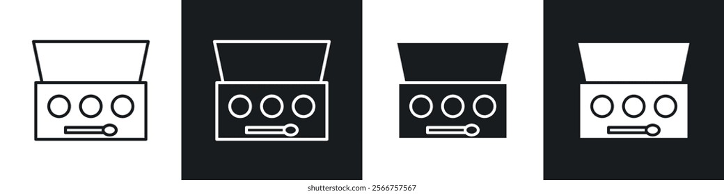 Palette with eyelash shadows icons in Thin line black color. flat simple vector symbols illustration.