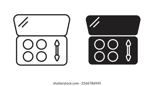 Palette with eyelash shadows vector line icon illustration