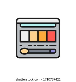 Paleta con los párpados, el ondulado y el cepillo de color plano icono.