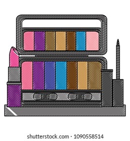 palette eyeshadows with eyeliner and lip in shelf femenine make up