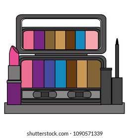 palette eyeshadows with eyeliner and lip in shelf femenine make up