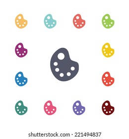 palette flat icons set. Open round colorful buttons. Vector 