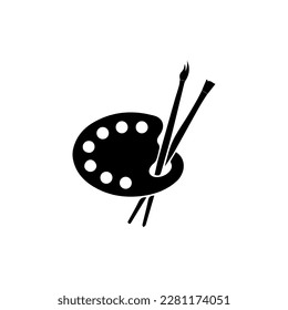 Palette icon, Art icon, vector illustration. Palette paintbrush black drawing icon vector. 