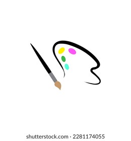 Palette icon, Art icon, vector illustration. Palette paintbrush black drawing icon vector. 