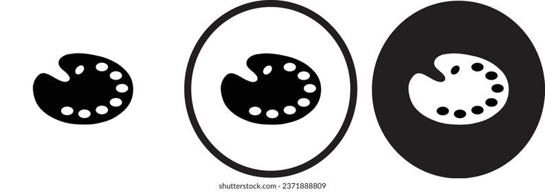 palette icon black outline for web site design 
and mobile dark mode apps 
Vector illustration on a white background