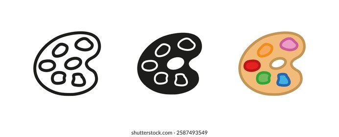 Palette icon. Color art symbol. Paint design vector illustration. Artist's tool sign. Creative drawing pictogram. Painting and craft equipment concept.