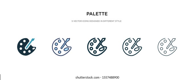 palette icon in different style vector illustration. two colored and black palette vector icons designed in filled, outline, line and stroke style can be used for web, mobile, ui
