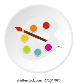 Palette icon in flat circle isolated vector illustration for web
