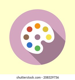 Palette icon. Flat long shadow design. Back to school icons series.