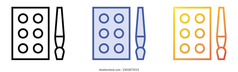 palette icon. Linear, Blue Fill and Gradient Style Design Isolated On White Background