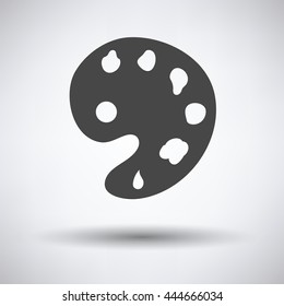 Palette icon on gray background, round shadow. Vector illustration.